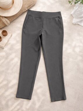Athleta Gray Brooklyn Ankle Pant Size 8 Travel Work Stretch Zip Pocket